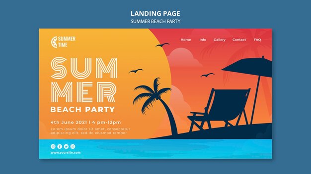 Landingpage für Sommer-Strandparty