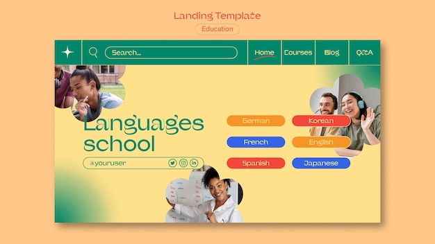 Kostenlose PSD landingpage-vorlage für bildungskonzepte