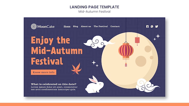 Kostenlose PSD landingpage-vorlage für das mid-herbst-festival