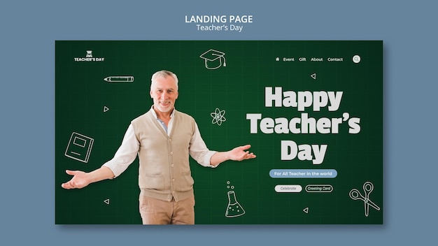 Kostenlose PSD landingpage-vorlage für den lehrertag