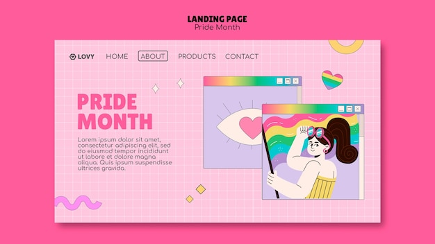 Kostenlose PSD landingpage-vorlage für den pride-monat