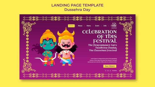 Kostenlose PSD landingpage-vorlage für die dussehra-feier