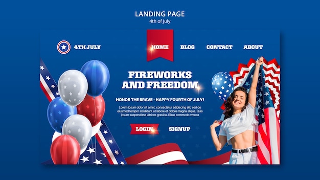 Landingpage-Vorlage für die Feier zum 4. Juli