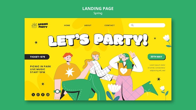 Kostenlose PSD landingpage-vorlage für die frühlingssaison