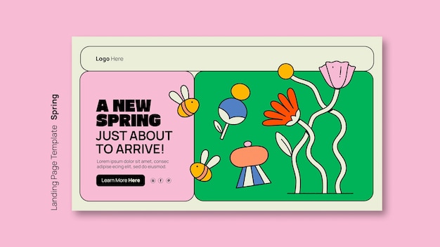 Kostenlose PSD landingpage-vorlage für die frühlingssaison