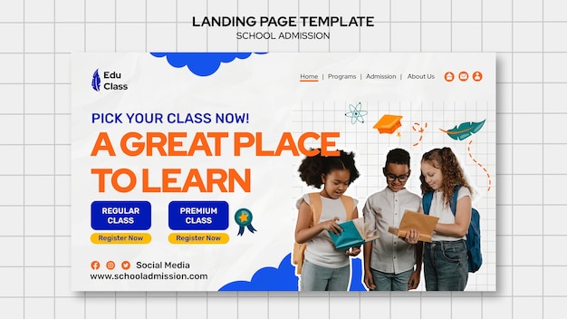 Landingpage-Vorlage für die Schulzulassung