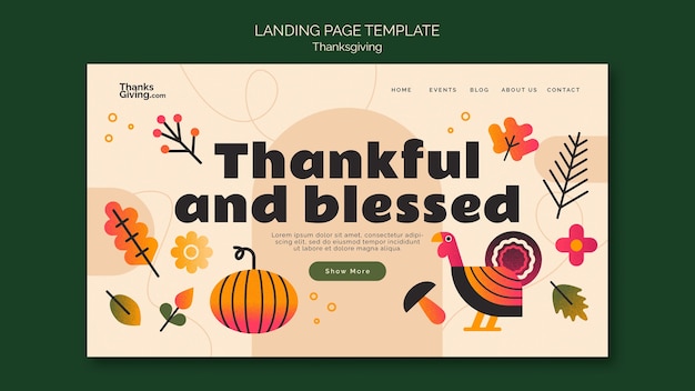 Kostenlose PSD landingpage-vorlage für die thanksgiving-feier