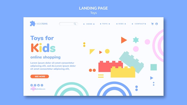 Kostenlose PSD landingpage-vorlage für kinderspielzeug online-shopping