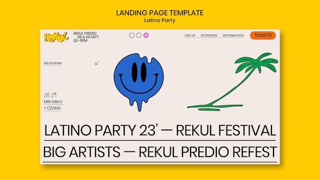 Kostenlose PSD landingpage-vorlage für latino-partys
