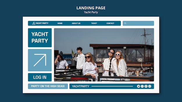 Kostenlose PSD landingpage-vorlage für luxuriöse yachtpartys