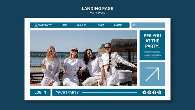 Kostenlose PSD landingpage-vorlage für luxuriöse yachtpartys