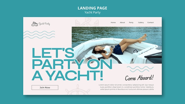 Kostenlose PSD landingpage-vorlage für luxuriöse yachtpartys