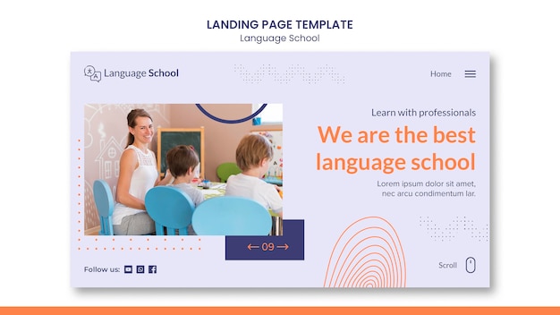 Kostenlose PSD landingpage-vorlage für sprachschule