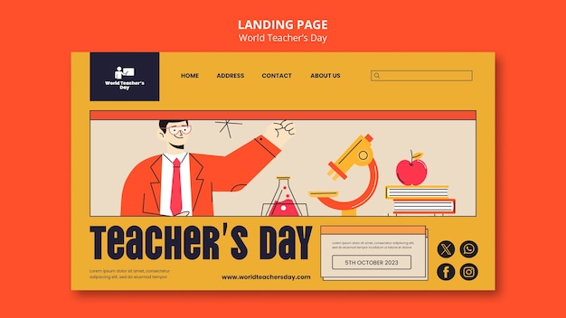 Kostenlose PSD landingpage-vorlage zum weltlehrertag