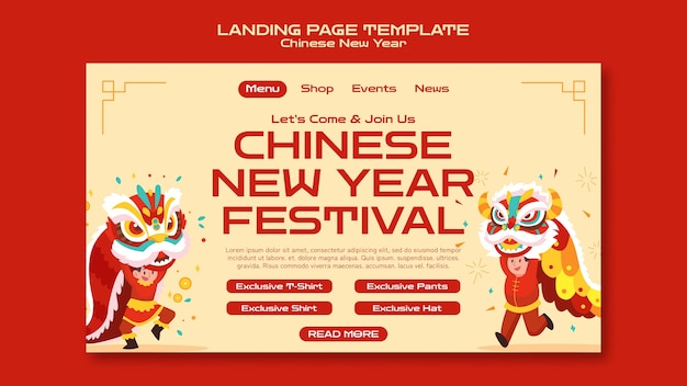 Kostenlose PSD landingpage zur feier des chinesischen neujahrs