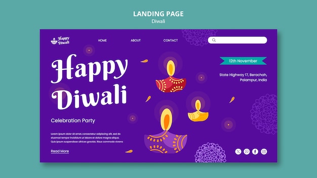 Kostenlose PSD landingpage zur feier des lichterfests