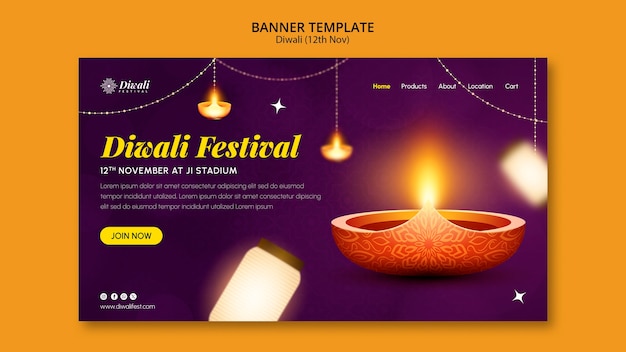 Kostenlose PSD landingpage zur feier des lichterfests