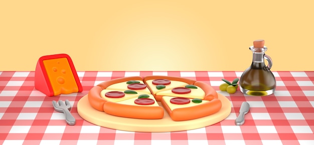 Leckeres Pizza-Rendering-Modell