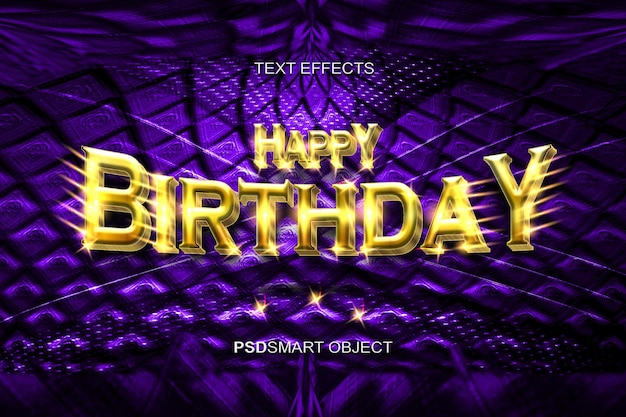 Kostenlose PSD luxus happy birthday gold 3d-textstil-mockup