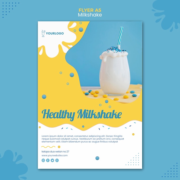 Milchshake Flyer Vorlage Thema