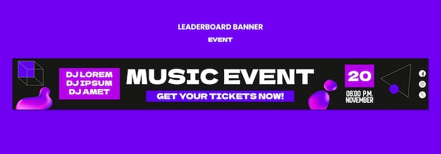 Kostenlose PSD musik-ereignis-leaderboard-banner-vorlage-design