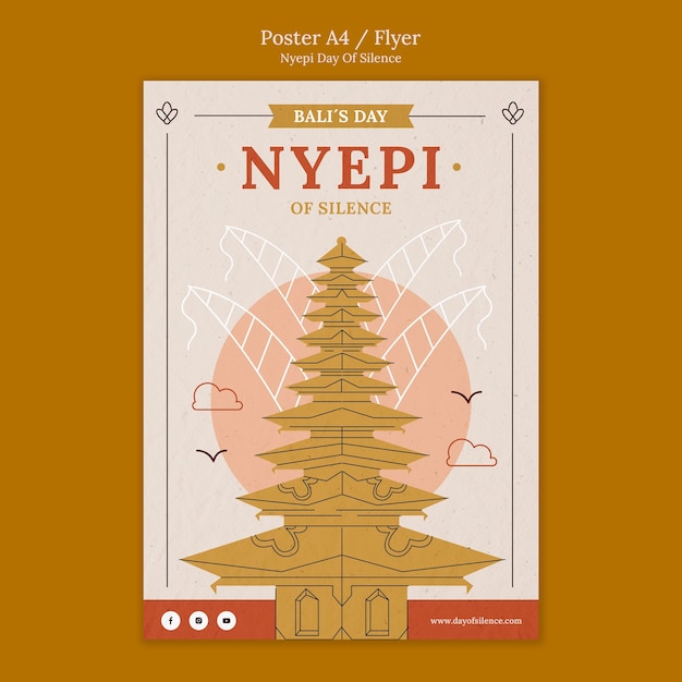 Nyepi flaches Designplakat oder Flyer-Vorlage