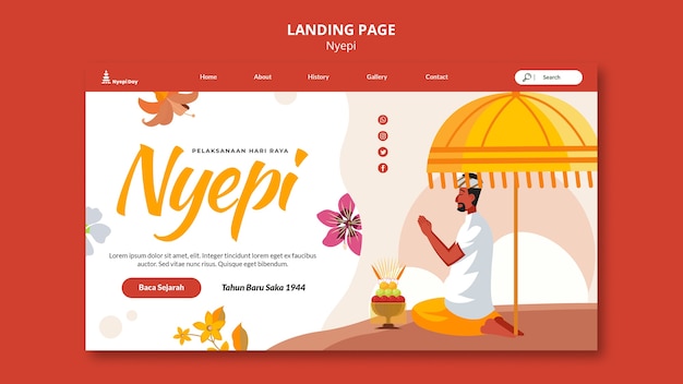 Kostenlose PSD nyepi-vorlage im flachen design