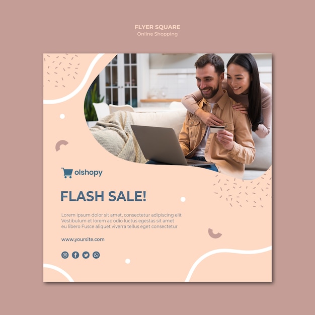 Online-Shopping Square Flyer Design