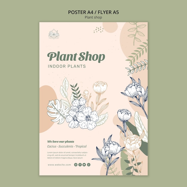 Kostenlose PSD plant shop poster vorlage