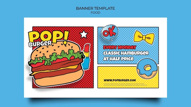 Kostenlose PSD pop-art-food-banner-vorlage