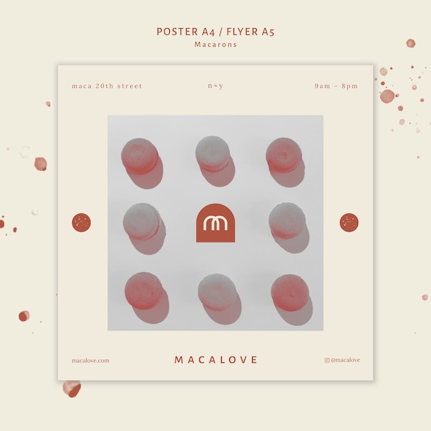 Kostenlose PSD poster vorlage macarons shop