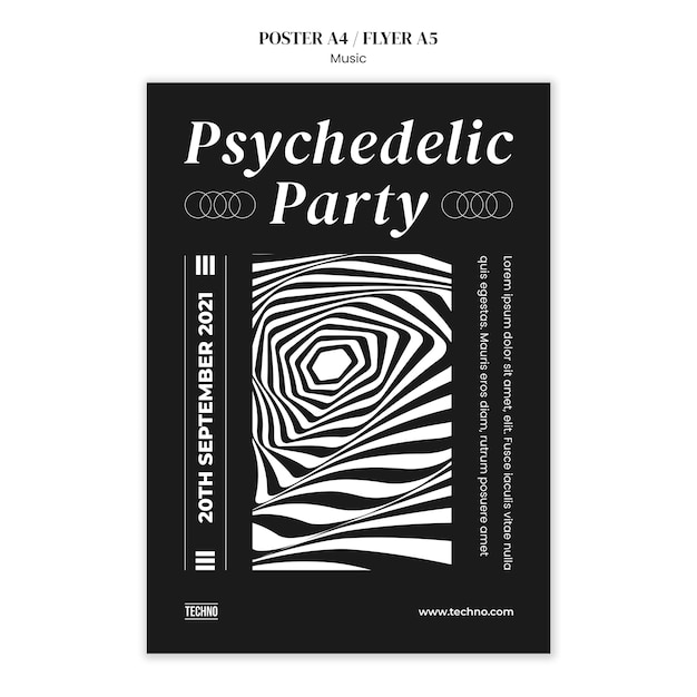 Kostenlose PSD psychedelische party druckvorlage