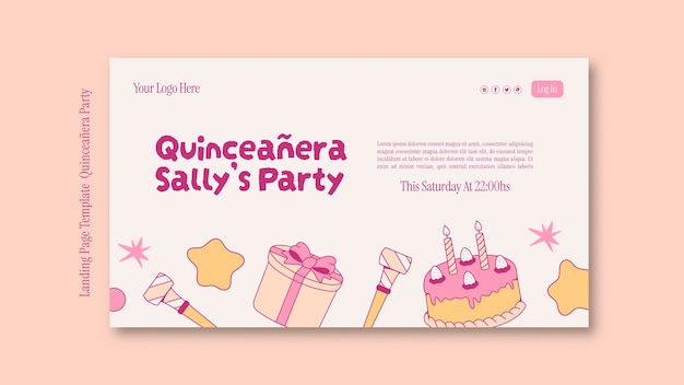 Quinceañera-Party-Landingpage im flachen Design