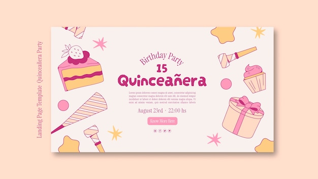 Quinceañera-Party-Landingpage im flachen Design