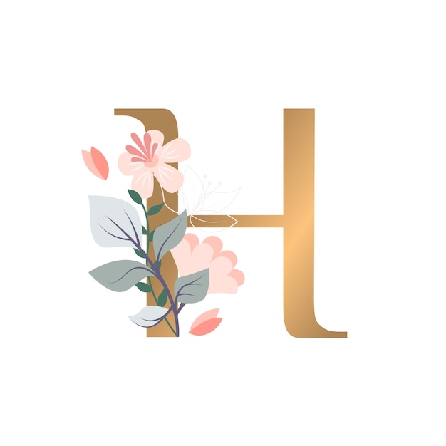 Kostenlose PSD realistische blumen-alphabet-illustration isoliert