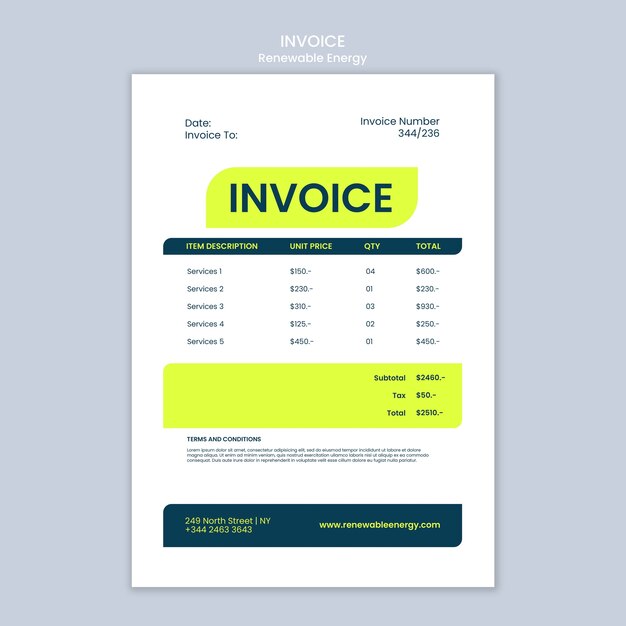 Rechnungsvorlage für erneuerbare Energien
