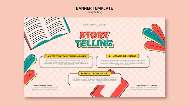 Kostenlose PSD retro storytelling banner vorlage