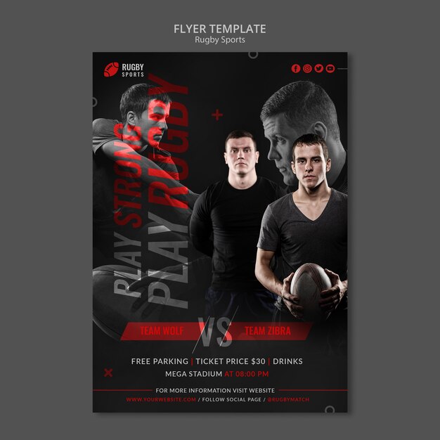 Rugby-Sport-Vertikal-Flyer