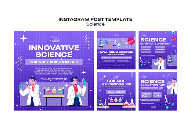 Kostenlose PSD sammlung von instagram-beiträgen für wissenschaft und experimente