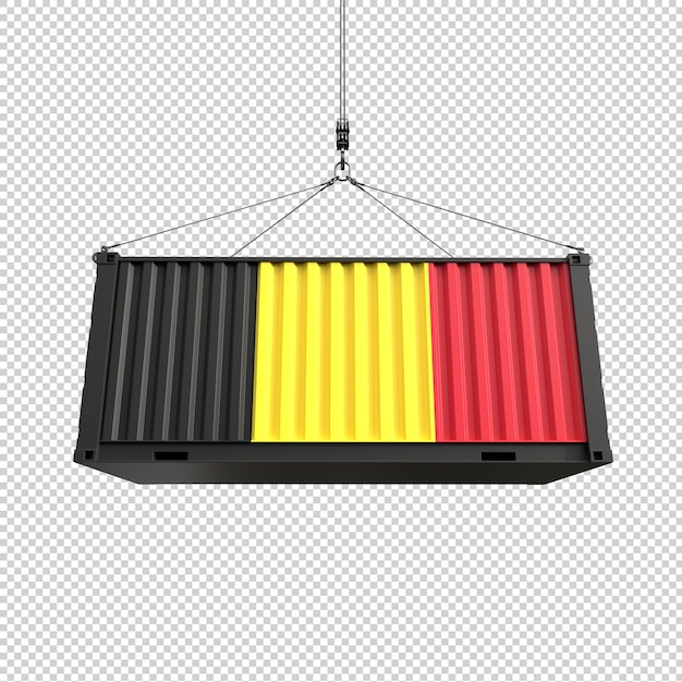 Kostenlose PSD schiffscontainer mit belgischer flagge auf durchsichtigem hintergrund