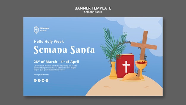 Kostenlose PSD semana santa banner vorlage illustriert