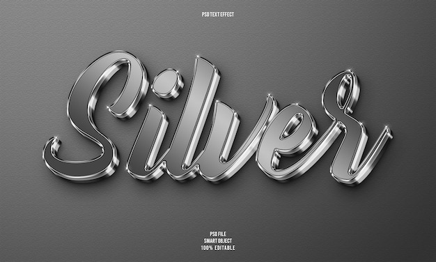 Silberner bearbeitbarer 3D-Texteffekt