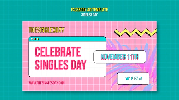 Kostenlose PSD singles-day-vorlage im flachen design