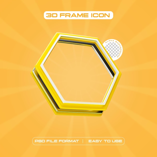 Kostenlose PSD social media hexagon profile frame 3d-rendering-illustration, die auf der website zu finden ist