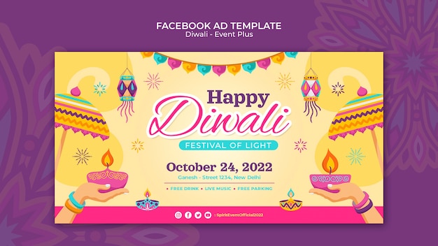 Kostenlose PSD social-media-promo-vorlage für das diwali-festival