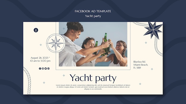 Kostenlose PSD social-media-promo-vorlage für luxuriöse yachtpartys