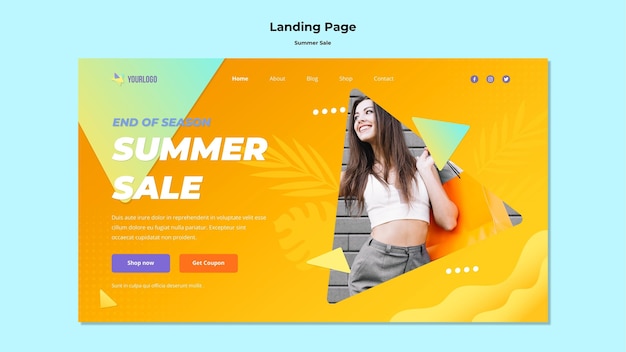 Kostenlose PSD sommerverkauf landingpage design