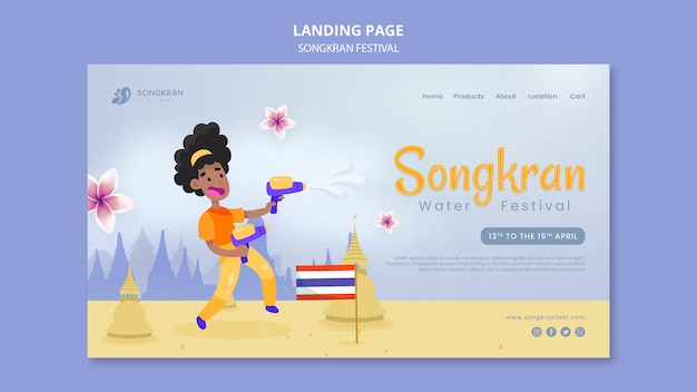 Kostenlose PSD songkran-vorlage mit flachem design