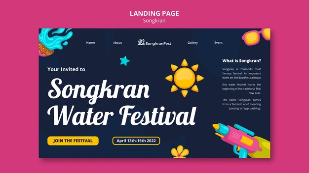 Songkran-Vorlage mit flachem Design