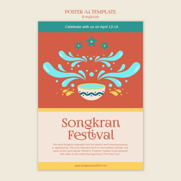 Kostenlose PSD songkran-vorlage mit flachem design